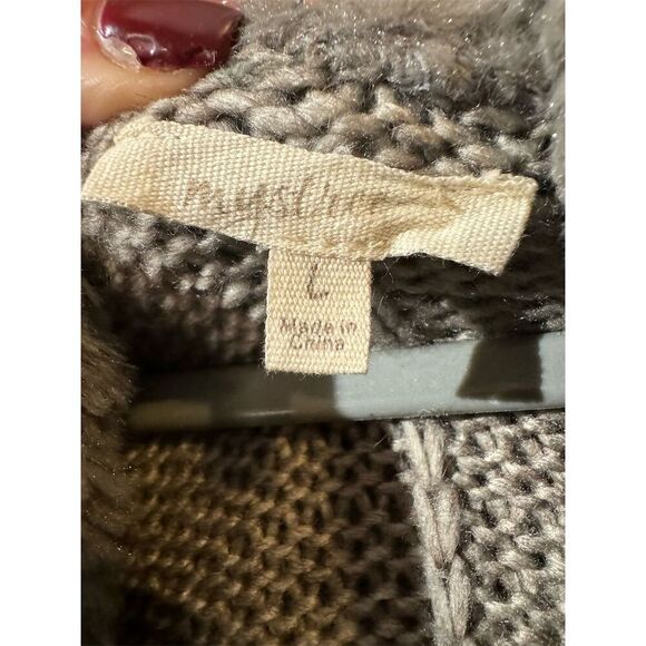 Mystree Women's Grey Angora Blend Chunky Cable-Knit Open front Cardigan L Fur - Picture 7 of 11